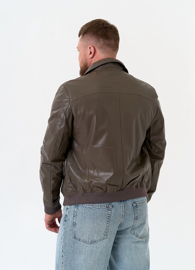фото Мужская куртка бомбер из натуральной кожи модель № 32743