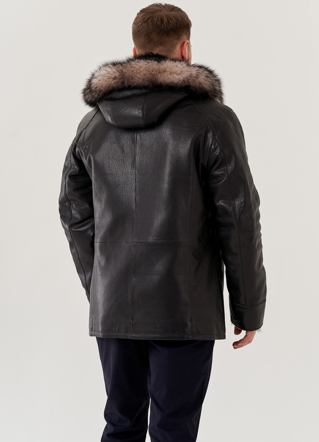 Мужская дубленка с капюшоном  модель № 79301 в рассрочку