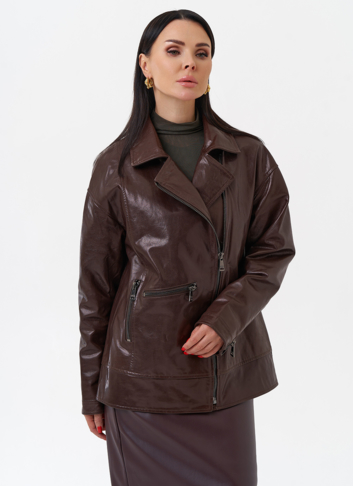 Куртка кожаная женская коричневая