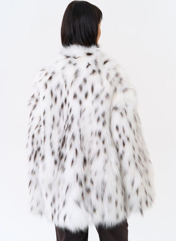 Шуба из лисы с инкрустацией под рысь