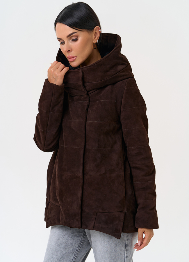 Куртка с капюшоном из натуральной замши модель № 31364 универмаг малина
