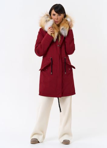 Женская парка с капюшоном из меха рыжей лисы