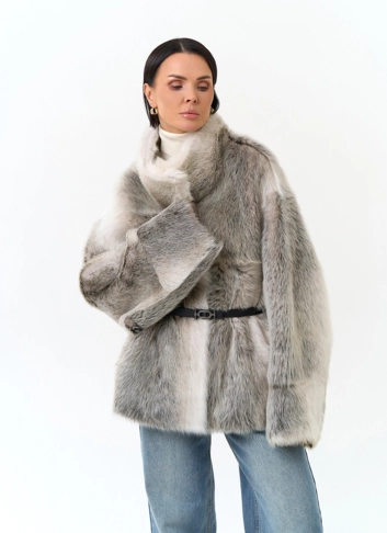 Дубленка двухсторонняя с поясом фото
