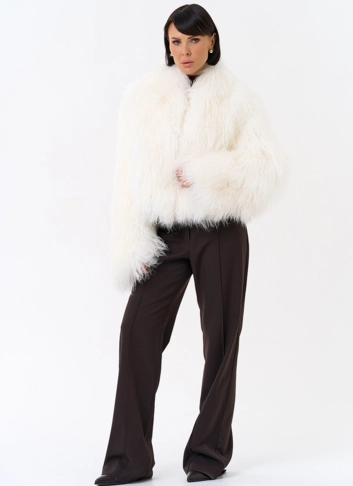 Белая шуба из ламы