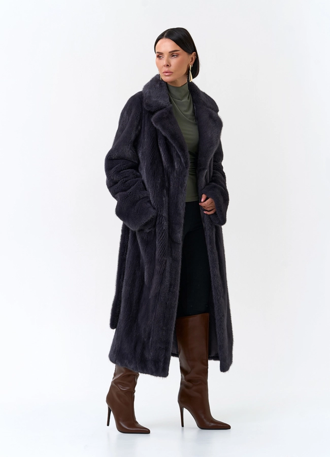 Женская шуба из меха норки с английским воротником модель № 33694 в рассрочку