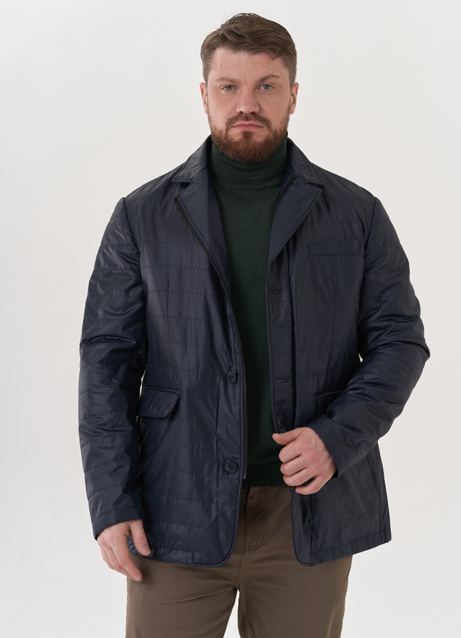 Мужская курка синего цвета модель № 26813 меха малина