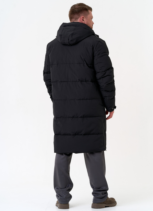 Мужской удлиненный пуховик с капюшоном модель № 31453 в кредит