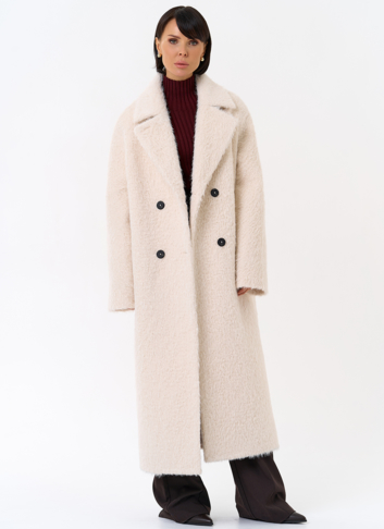 Утепленное женское пальто с английским воротником 