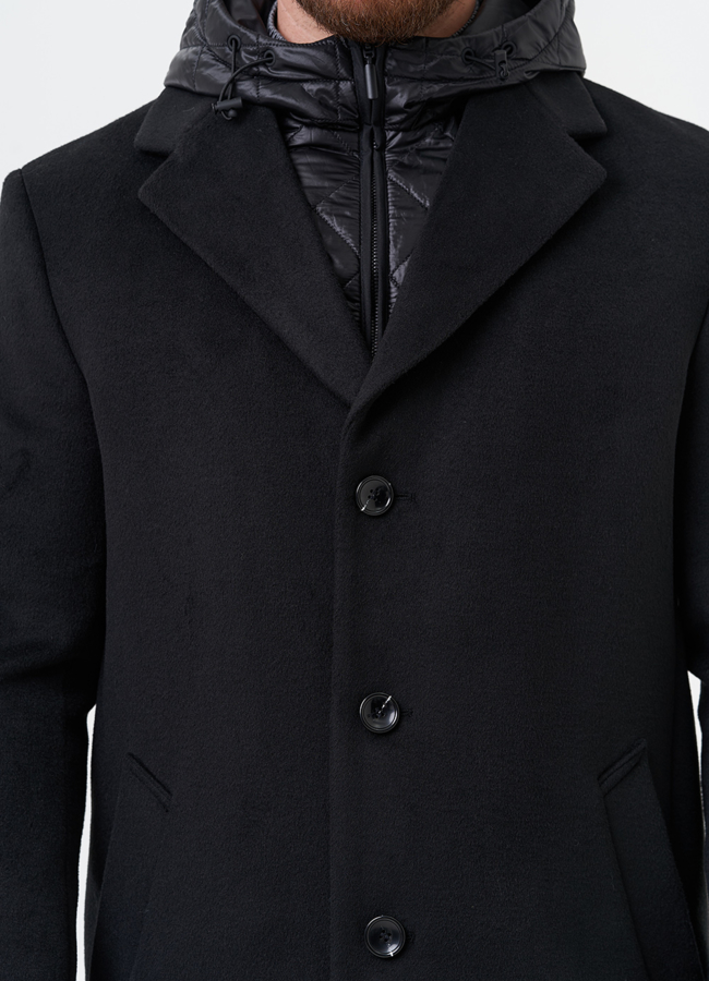 Мужское пальто черного цвета модель № 28676 универмаг малина