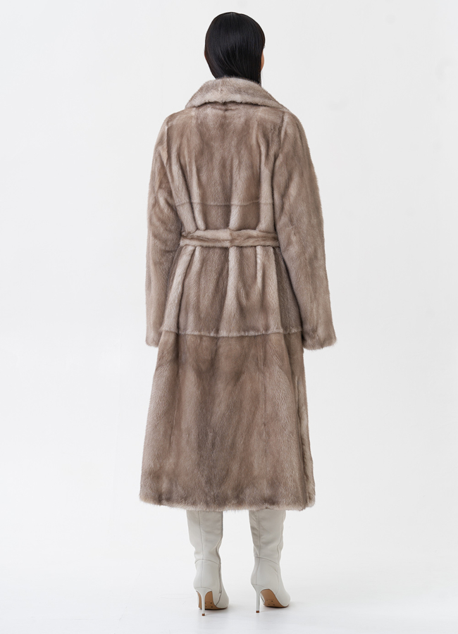 фото Длинная светлая норковая шуба модель № 29164