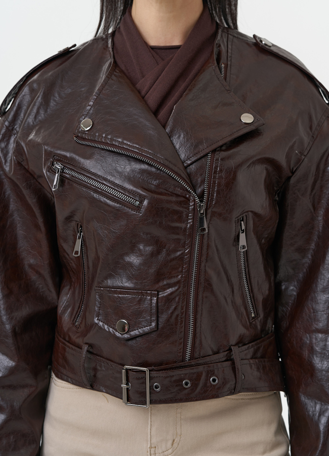 Куртка косуха из эко кожи коричневого цвета модель № 30313 универмаг малина