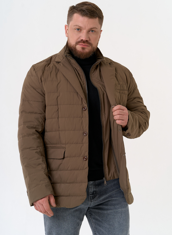 Мужской пуховик со съемной манишкой