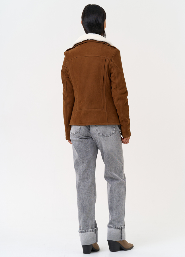 Косуха из натуральной замши с мехом модель № 31365 в кредит