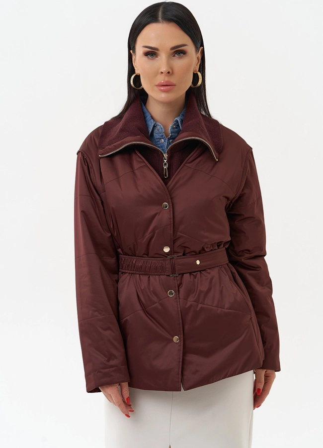Женская утепленная куртка с поясом модель № 30052 в кредит