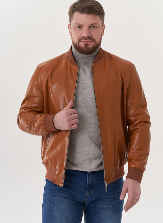 Мужская куртка "бомбер" из натуральной кожи
