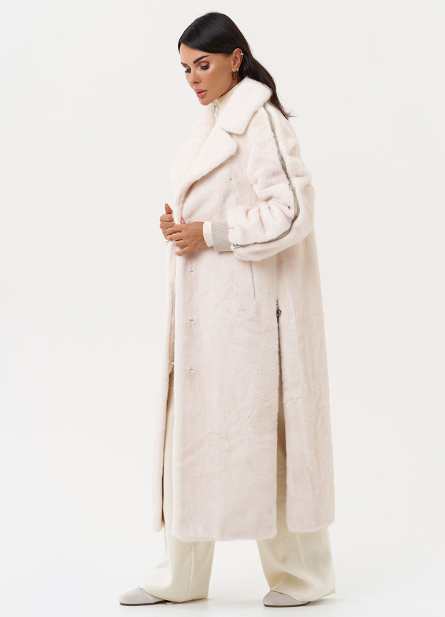 фото Женская шуба со съёмным капюшоном модель № 31237