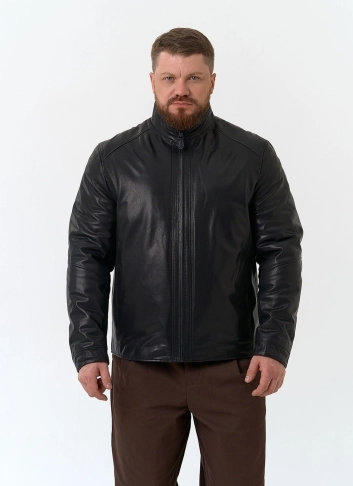 Мужская утепленная куртка из натуральной кожи фото
