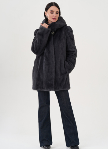 Шуба из норки в цвете графит