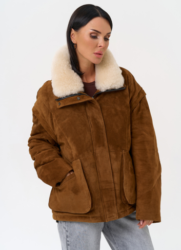 Пуховик - трансформер из натуральной замши