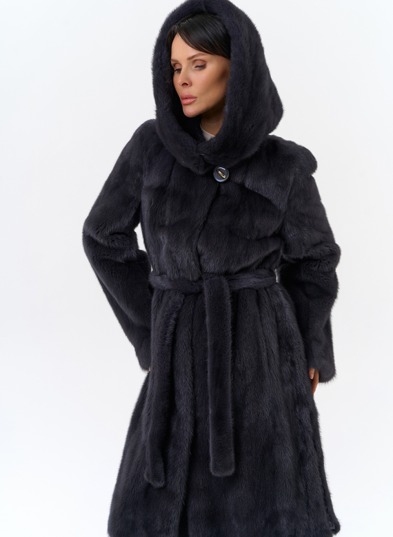 Норковая шуба с поясом