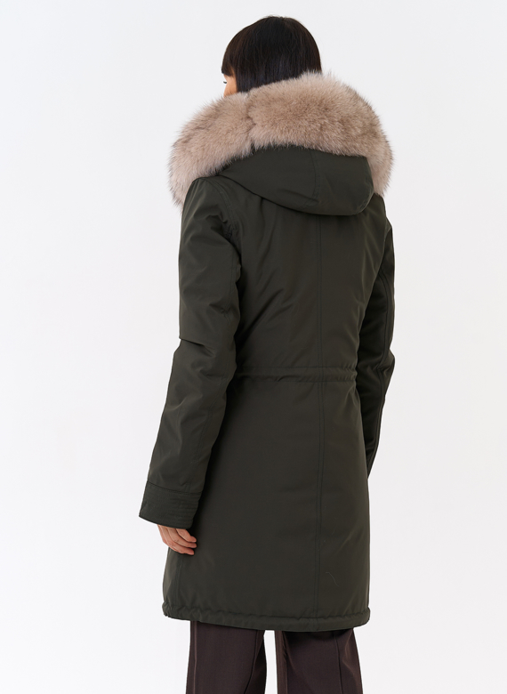Женская парка с капюшоном из меха песца