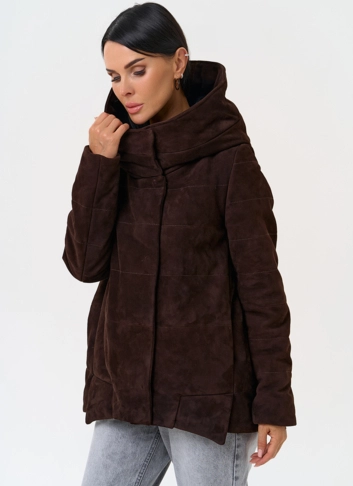 Куртка с капюшоном из натуральной замши