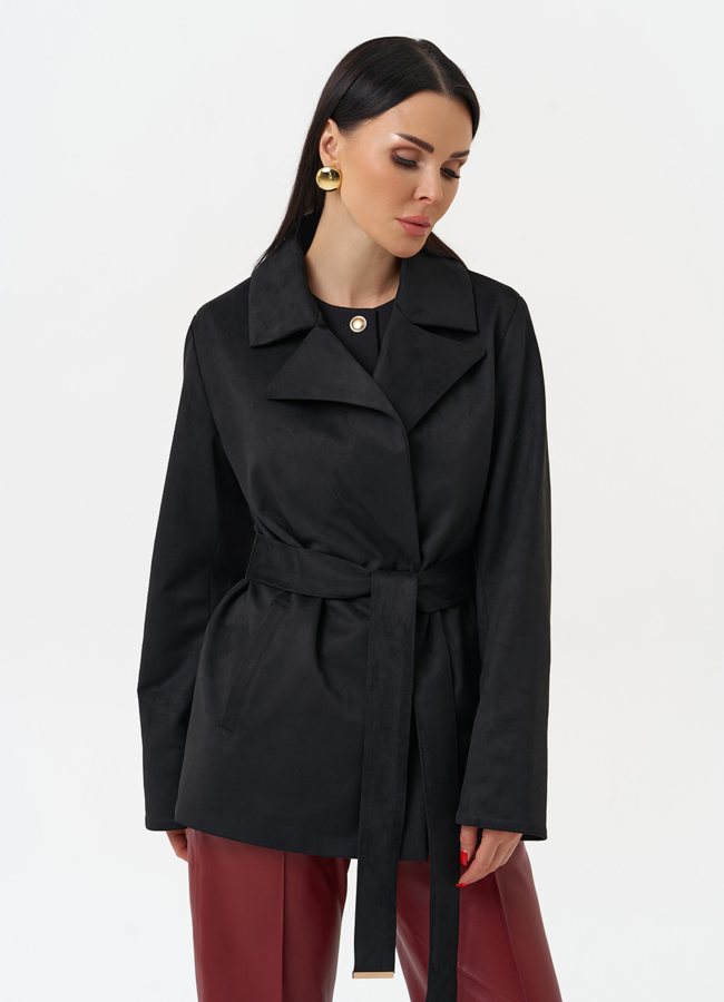 Женская куртка из эко замши с английским воротником модель № 30055 в рассрочку