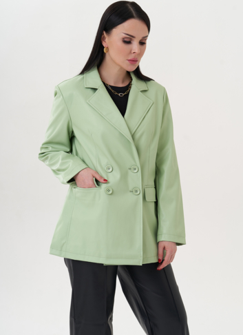 Пиджак из эко кожи с английским воротником