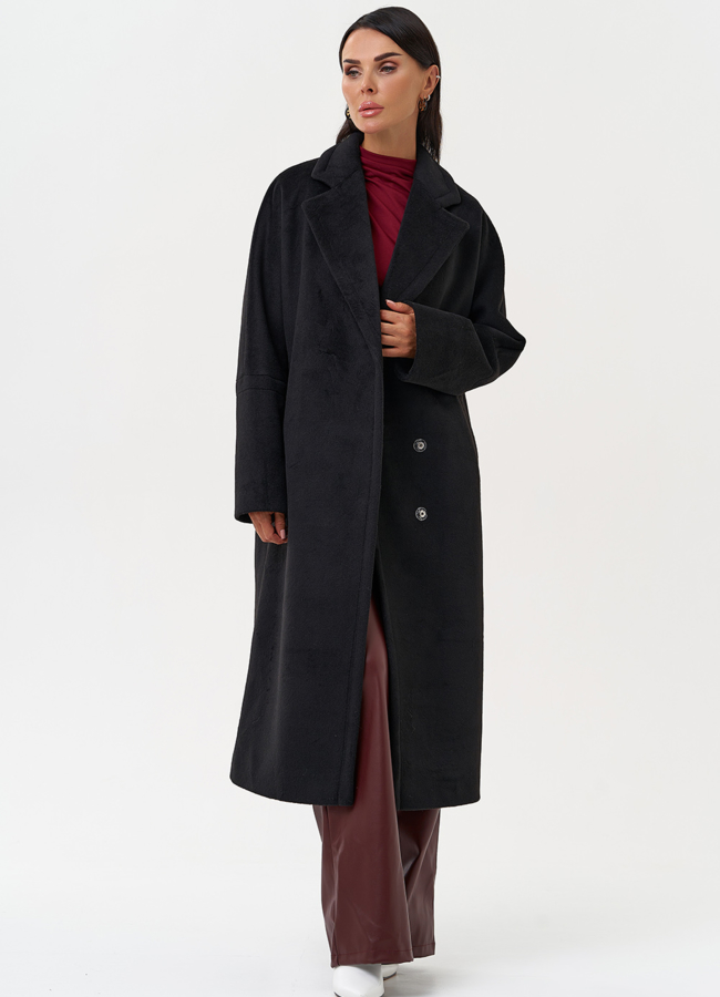 Женское пальто черного цвета модель № 31209 в рассрочку
