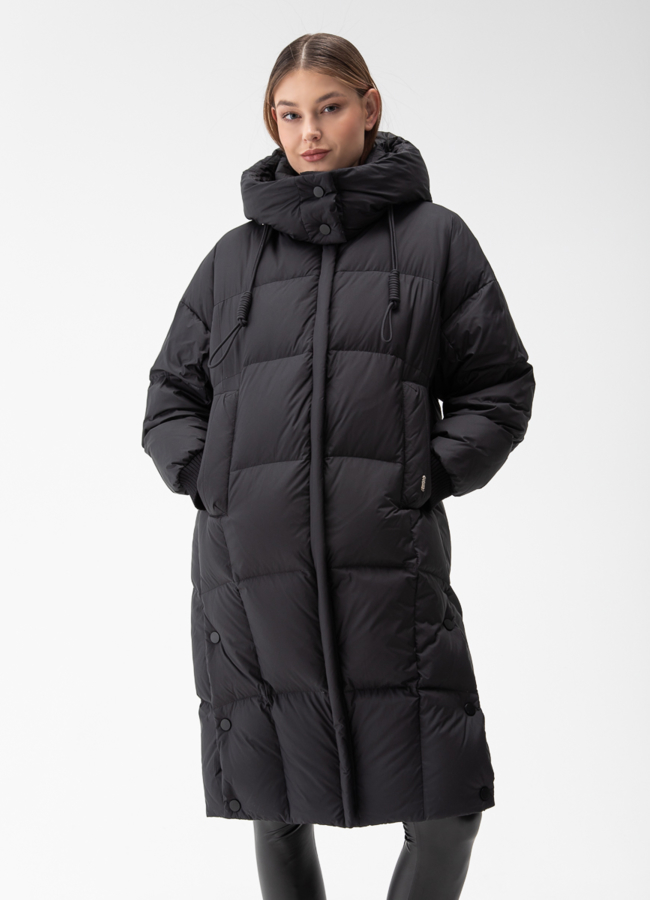 Женский пуховик с капюшоном  модель № 28013 меха малина