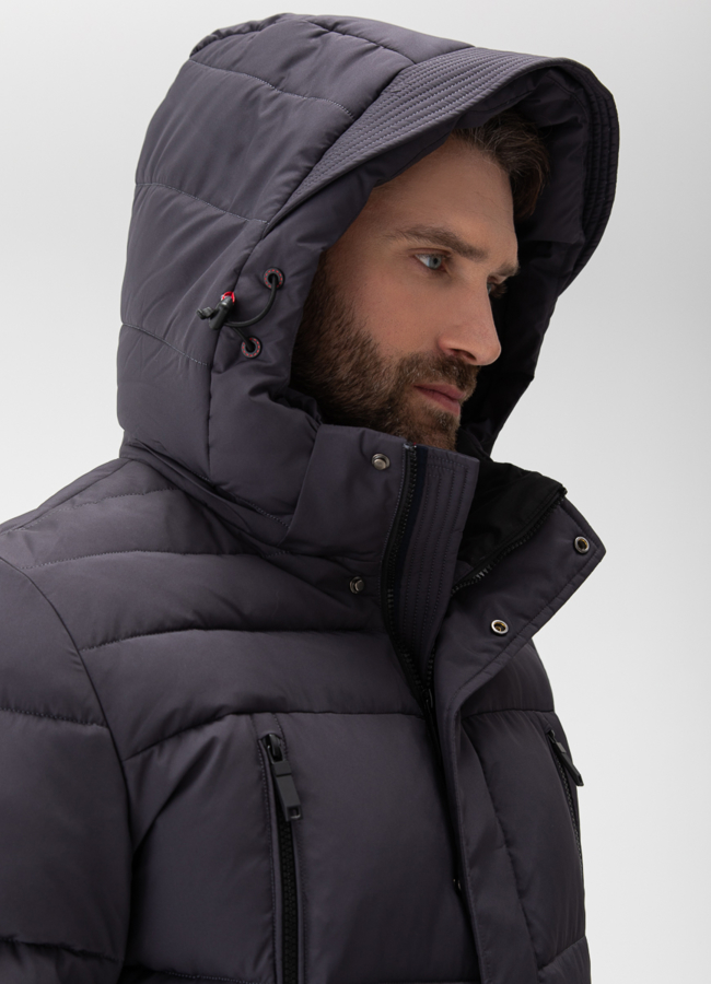 Мужской пуховик с капюшоном  модель № 27991 универмаг малина